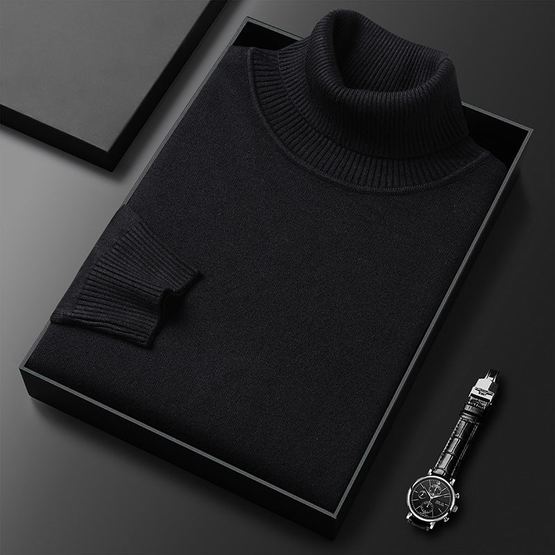 Camisola masculina gola alta, confortável e ajustada, para um estilo elegante no dia a dia de inverno.