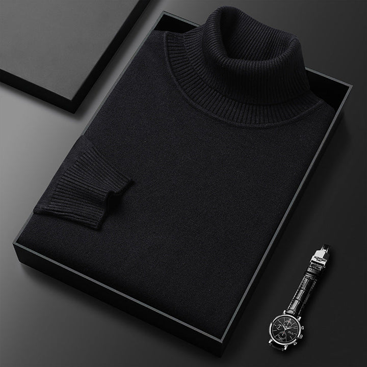 Camisola masculina gola alta, confortável e ajustada, para um estilo elegante no dia a dia de inverno.