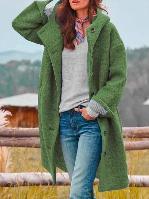 Agasalho de inverno feminino elegante e aconchegante. Casaco longo para o frio, perfeito para moda casual e formal.
