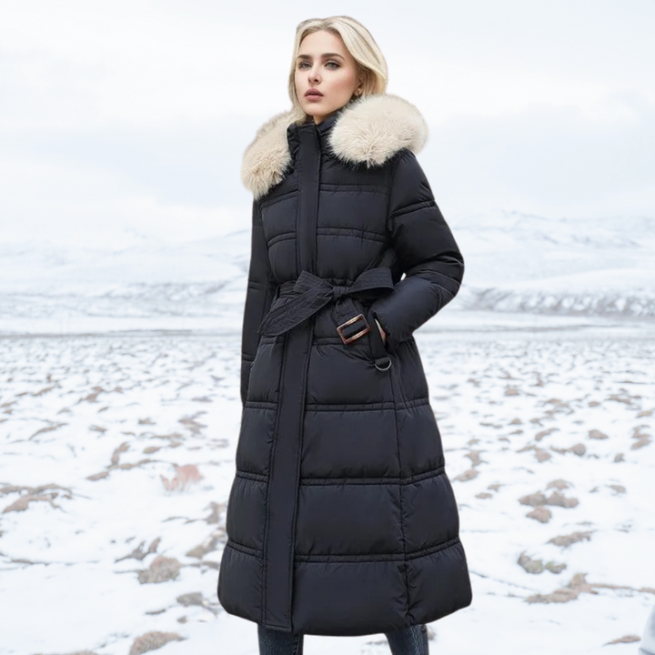 Roupa feminina de inverno, casaco térmico e elegante para a estação fria.