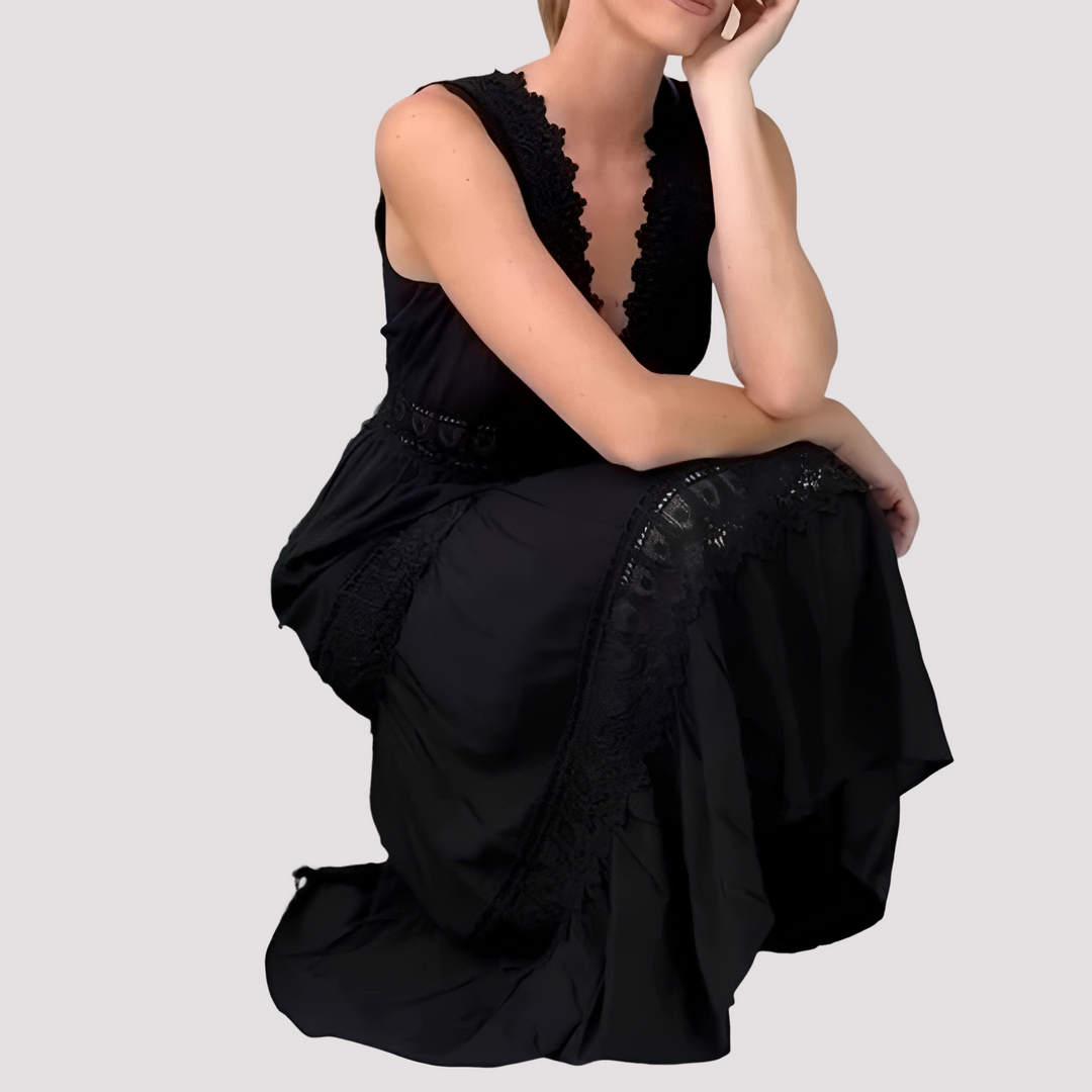 Vestido midi feminino casual de verão, sem mangas, para roupa diária. Look elegante e confortável em preto ou branco.