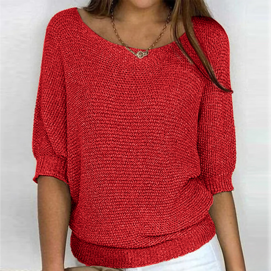 Camisola feminina elegante de malha entrançada, perfeita para outono/inverno. Conforto e estilo.