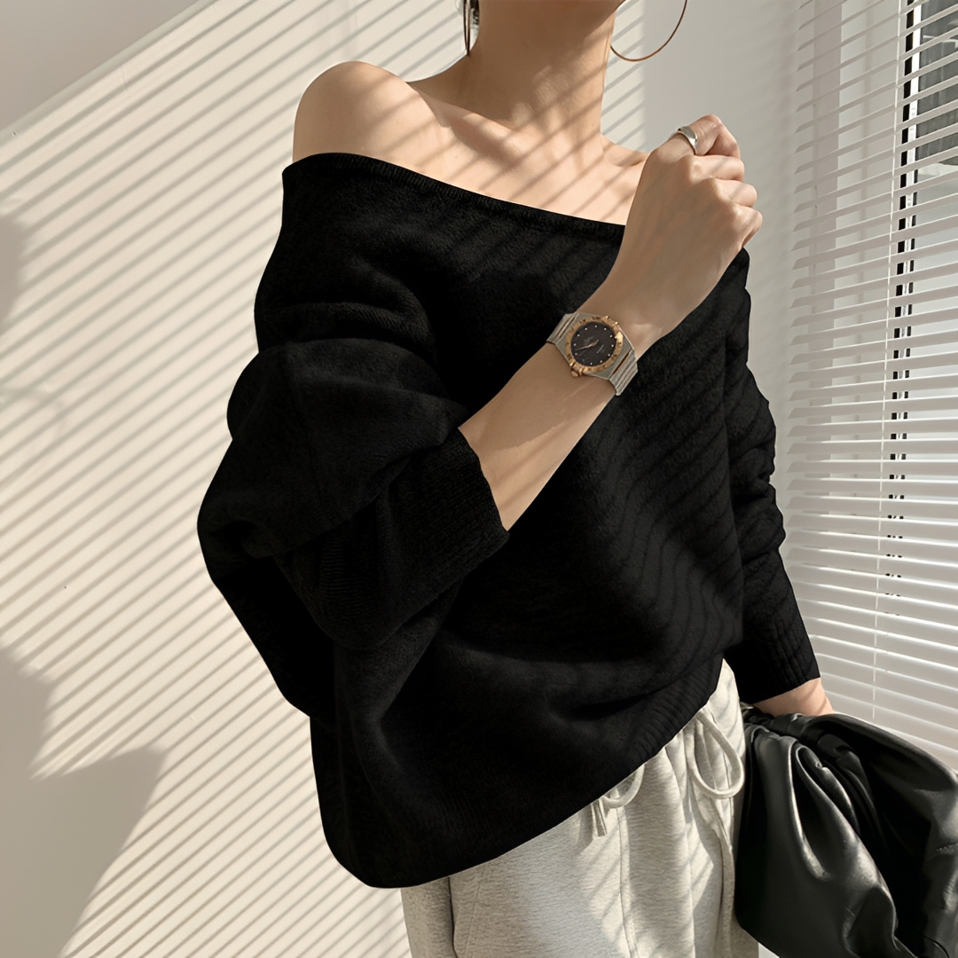 Top moderno feminino assimétrico ombro a ombro, blusa ideal para a moda casual e chic de verão.