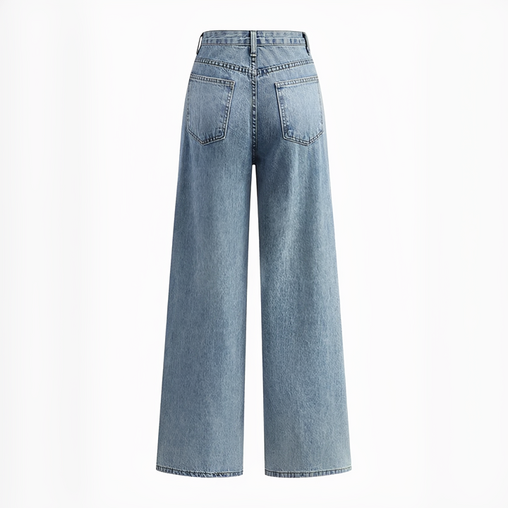 Calças femininas Jolina smart casual. Cintura assimétrica e perna larga. Ideal para estilo versátil e tendência moda.