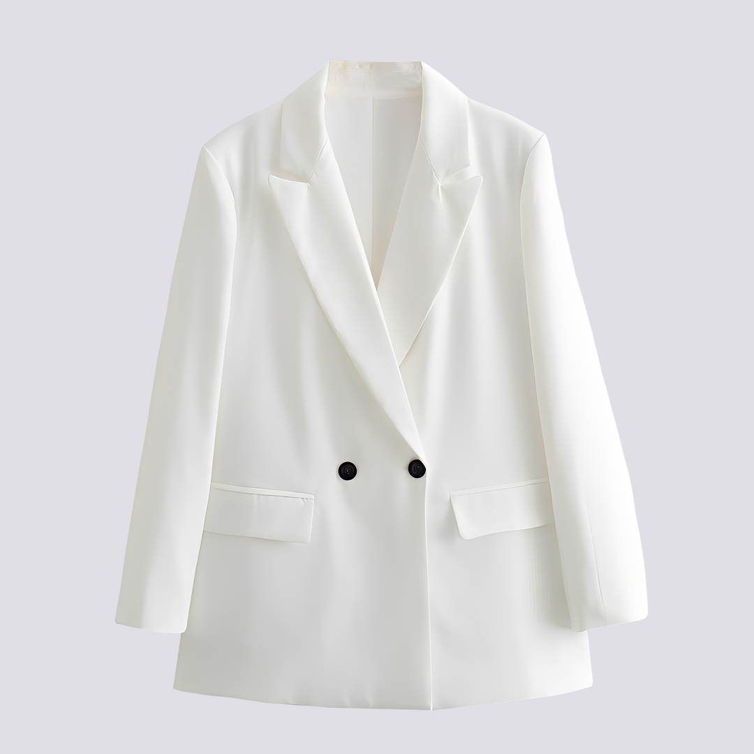 Blazer sobretudo feminino oversized. Design de alfaiataria moderno, ideal para criar looks estilosos e confortáveis.