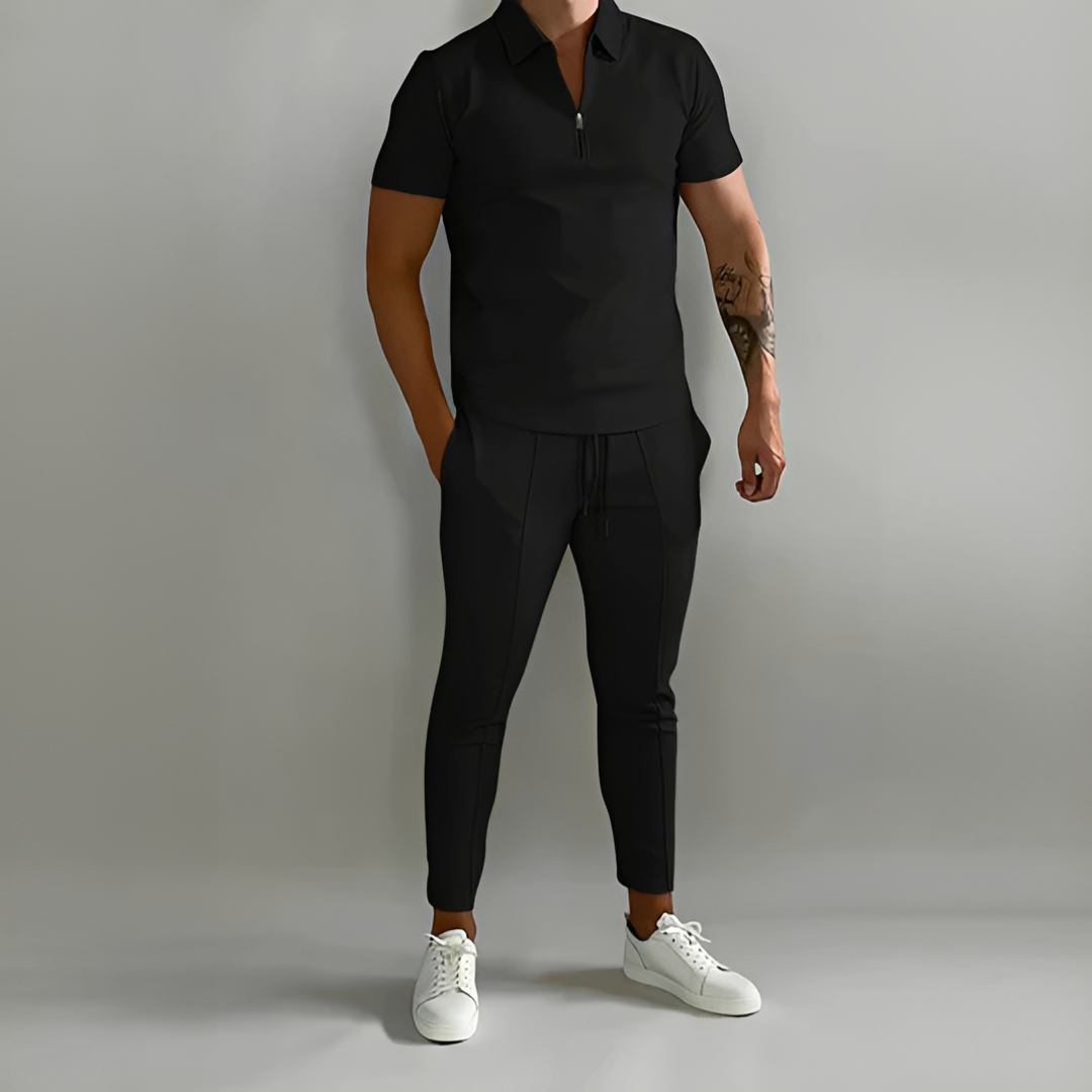 Roupa de verão masculina: conjunto casual e elegante com camisa e calça, perfeito para o calor e ocasiões descontraídas.