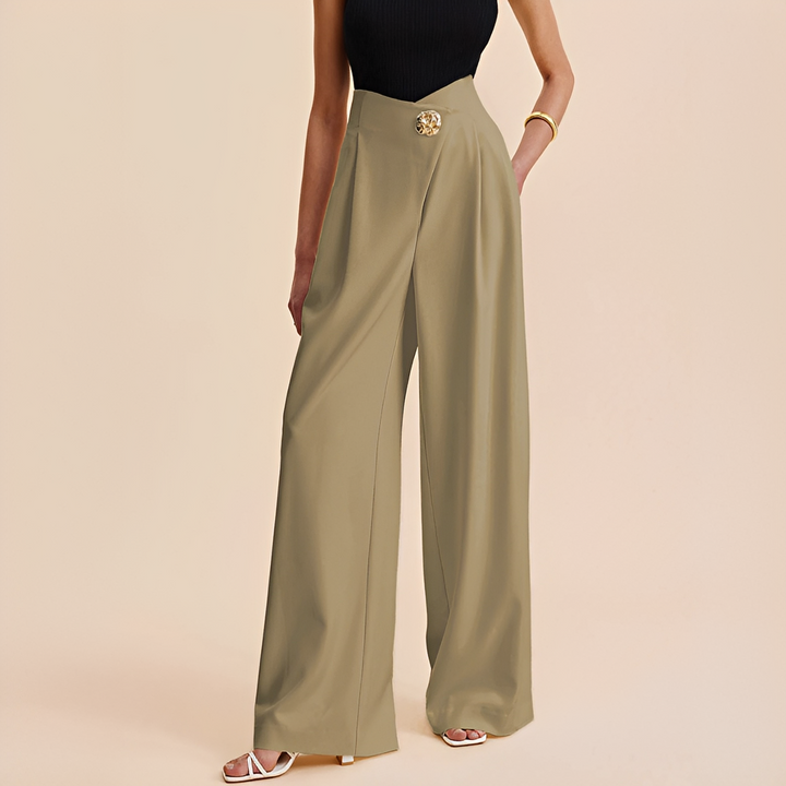 Calça feminina larga de cintura alta para máximo conforto e estilo versátil, ideal para primavera/verão.