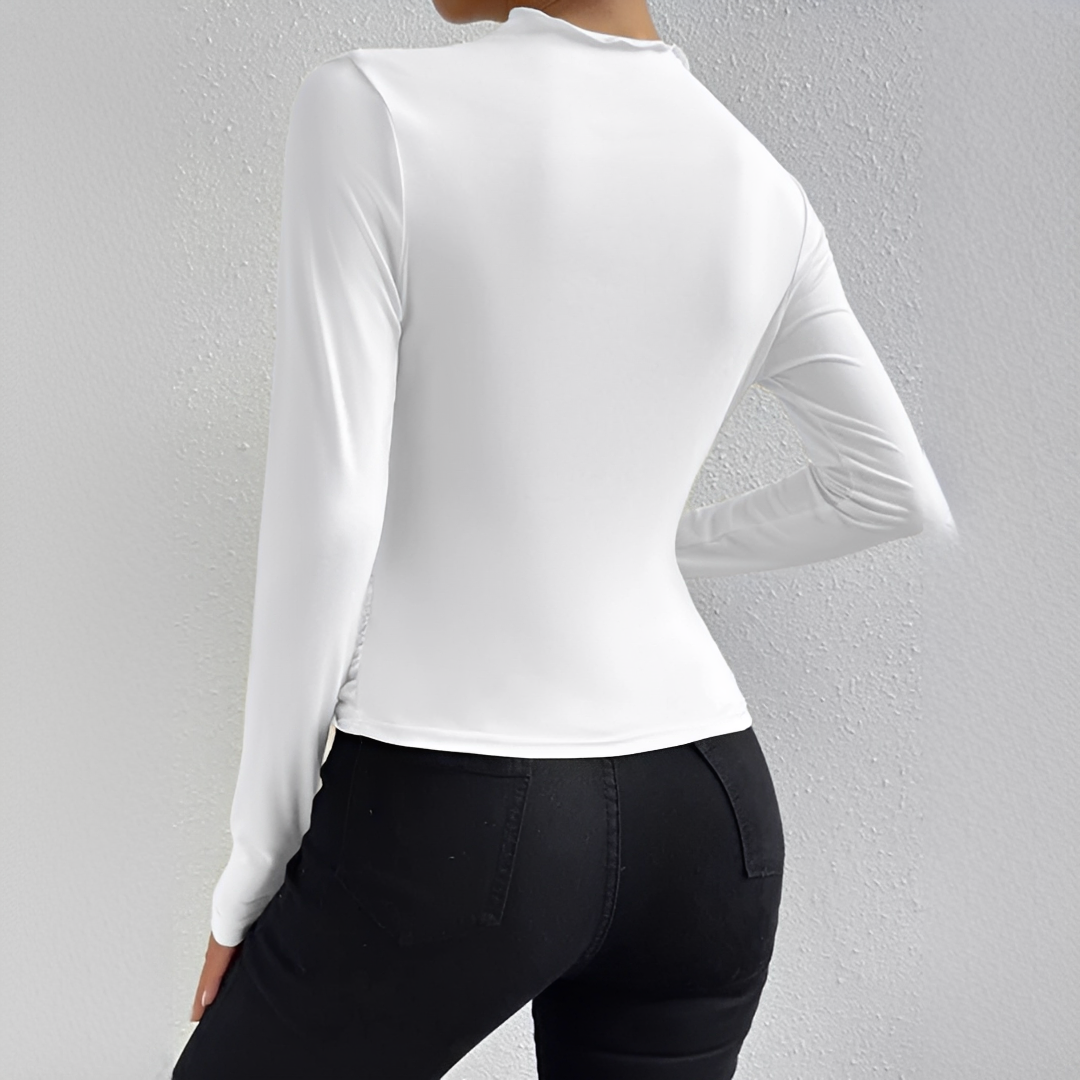 Confortável blusa feminina de manga longa para moda versátil. Perfeita para looks modernos.