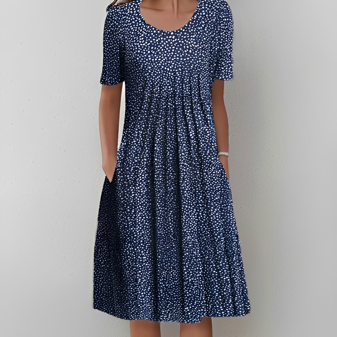 Vestido de verão feminino elegante Valentina Conforto, perfeito para dias quentes e passeios na praia.