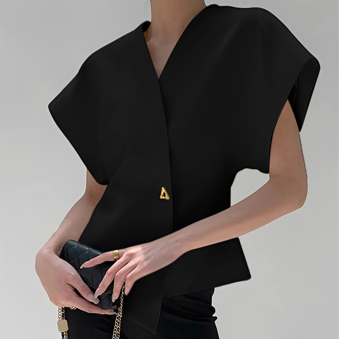 Blusa feminina v-de-moda elegante, disponível em cores diversas. Top versátil para seu look smart-casual.