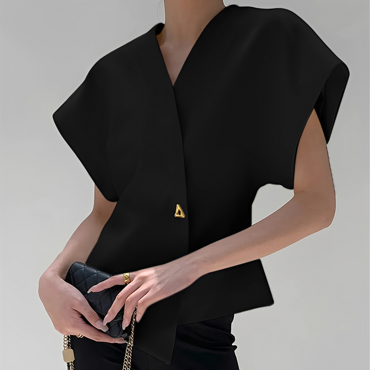 Blusa feminina v-de-moda elegante, disponível em cores diversas. Top versátil para seu look smart-casual.
