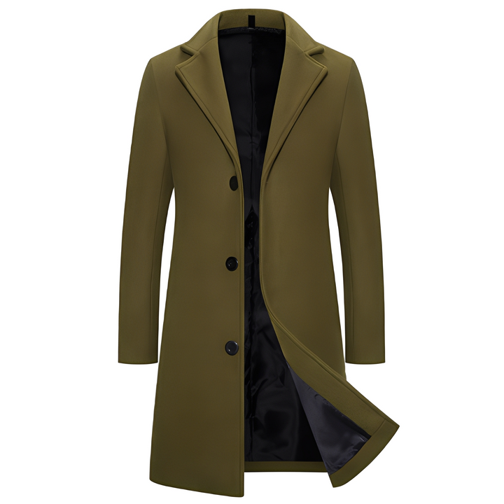 Casaco masculino de inverno com corte clássico, adiciona elegância e calor ao guarda-roupa.