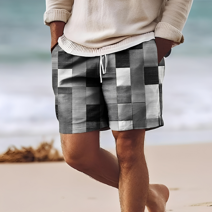 Moda masculina verão: shorts de praia estilosos e confortáveis, essenciais para piscina, férias e dias de sol.