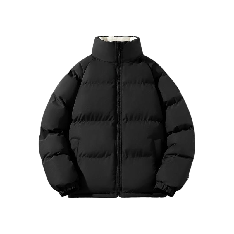Agasalho masculino puffer acolchoado, ideal para o inverno rigoroso, oferecendo conforto e calor.