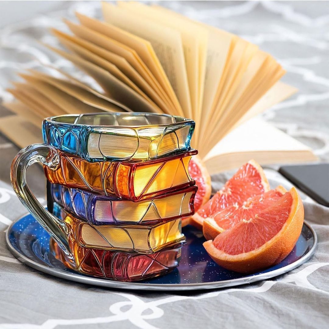 Caneca 3D artesanal de coleção "Leitura Feliz", um item de decoração única para casa ou escritório de leitores.
