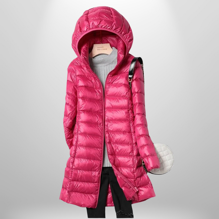 Jaqueta feminina ultraleve de moda, estilo casual e elegante. Confortável para outono, inverno e dia a dia.
