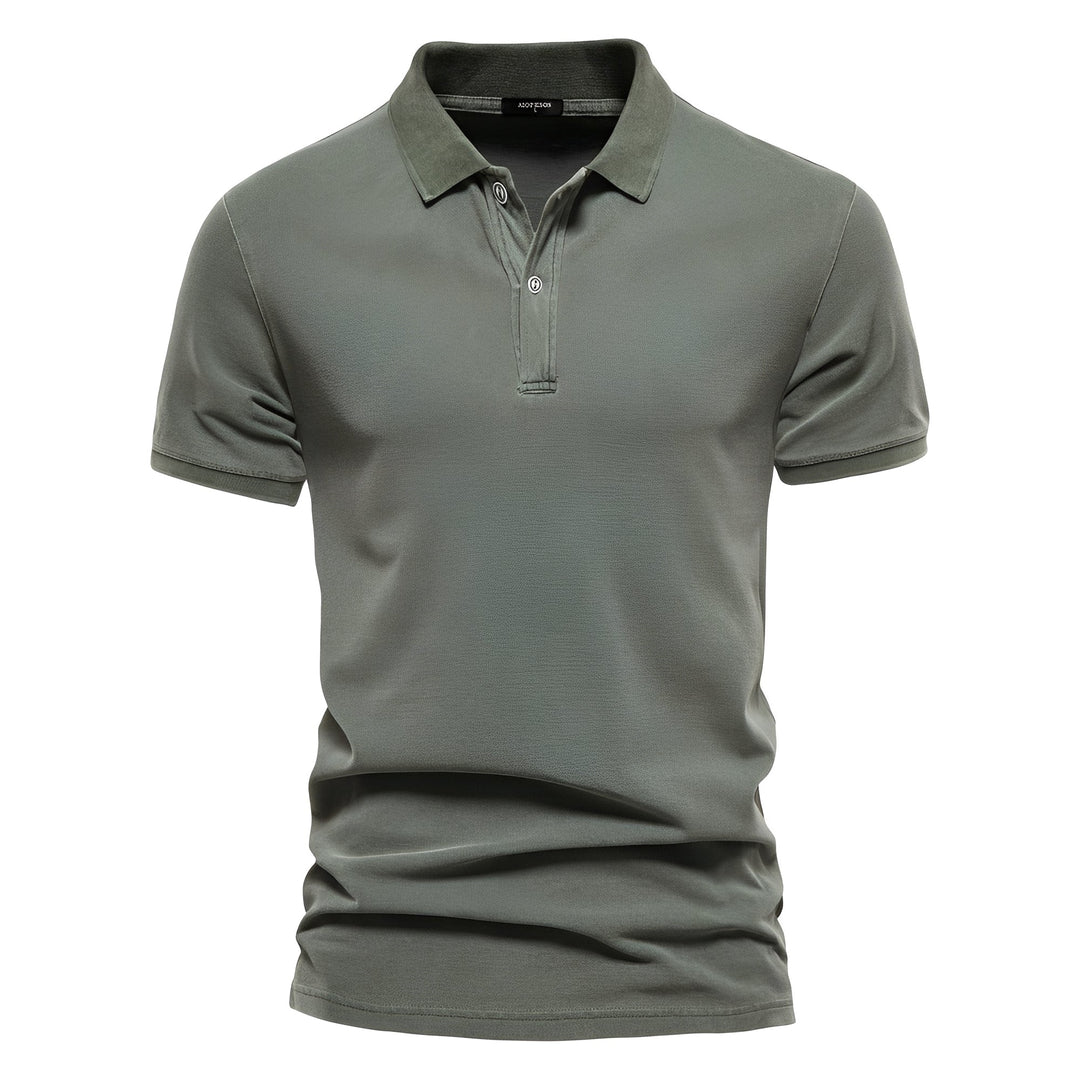 Camisa Polo Masculina Slim Fit azul marinho para verão, ideal para um estilo casual chique e confortável no dia a dia.