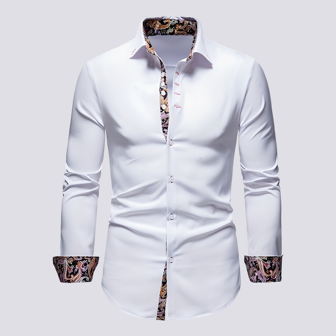 Camisa masculina estilo moderno e confortável, manga comprida. Peça chave para moda masculina atual.