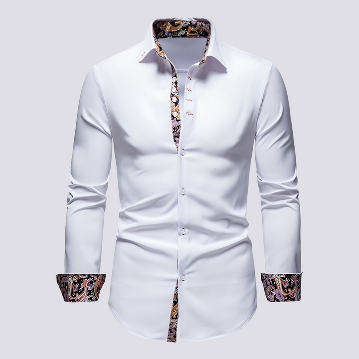 Camisa masculina estilo moderno e confortável, manga comprida. Peça chave para moda masculina atual.