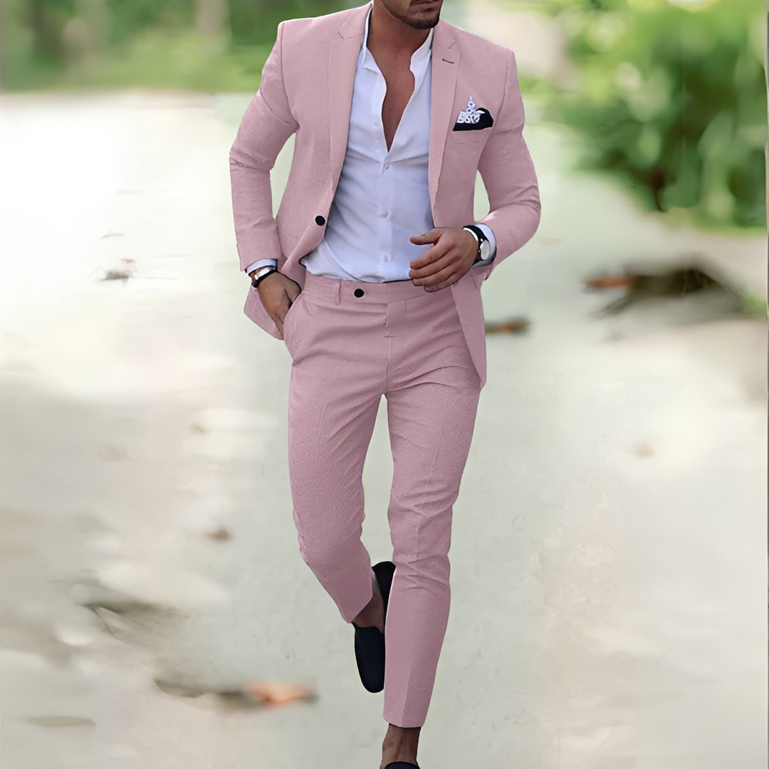 Moda masculina: conjunto elegante de duas peças. Roupa formal versátil para ocasiões especiais e uso diário.