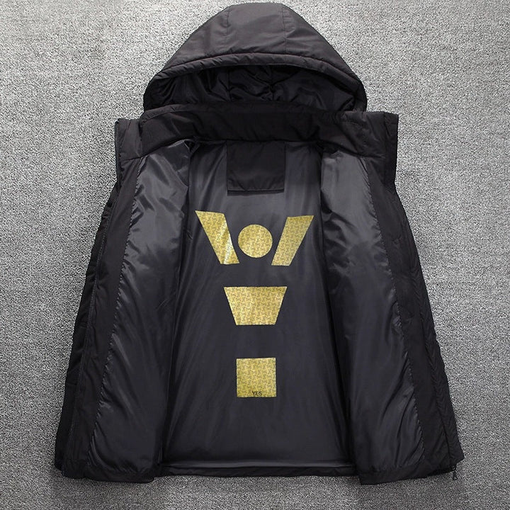 Casaco masculino leve e versátil para inverno, perfeito para viagens e outwear casual, oferece proteção ao frio.