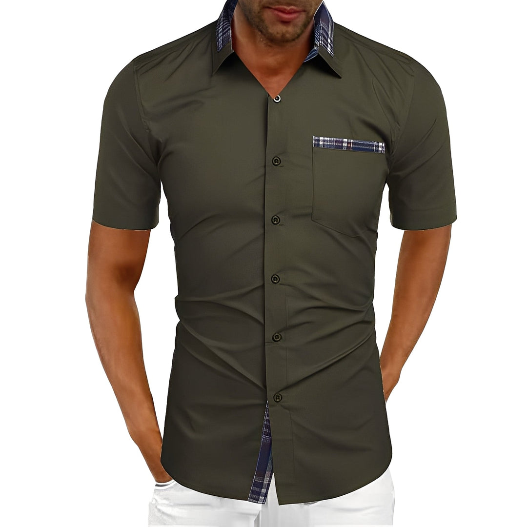 Conforto e estilo: camisa masculina de manga curta, perfeita para a moda casual de verão e passeios.