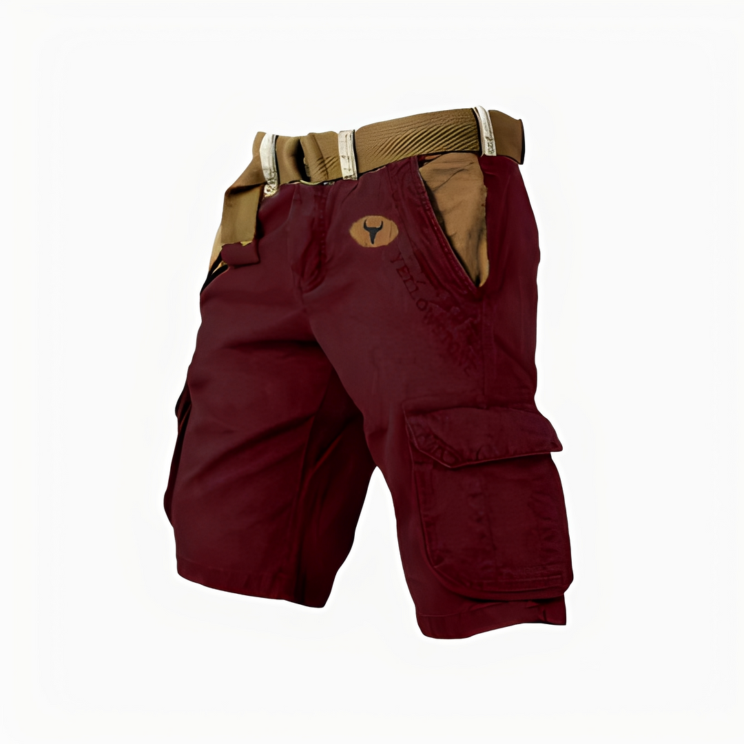 Calções masculinos cargo relaxados, ótimos para um look casual de verão.