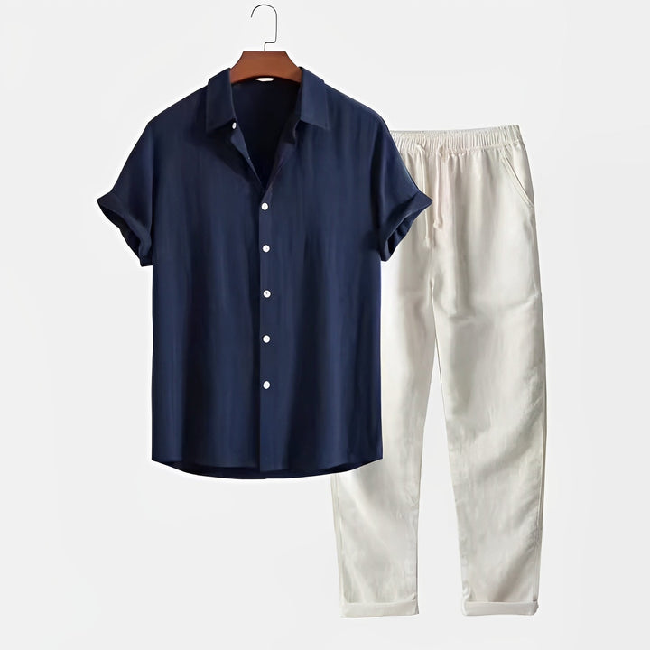 Conjunto masculino moderno para verão, casual e leve, garantindo conforto e estilo no lazer.
