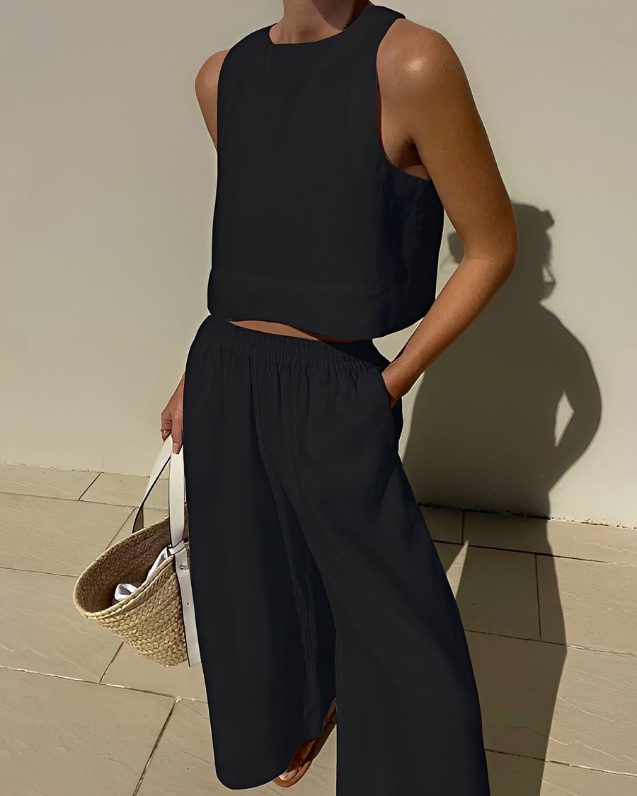 Conjunto feminino Sasha para primavera/verão. Estilo folgado e confortável para dias de lazer.
