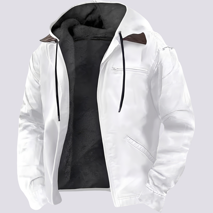Casaco de inverno masculino Harris, acolchoado, com capuz e corte amplo para um look casual moderno.