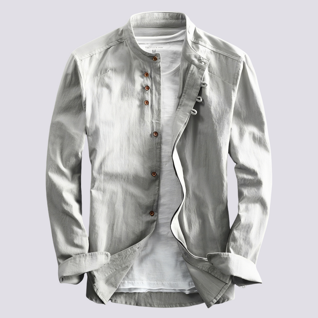 Camisa masculina slim cinza, estilo moderno e conforto diário para trabalho ou eventos sociais.