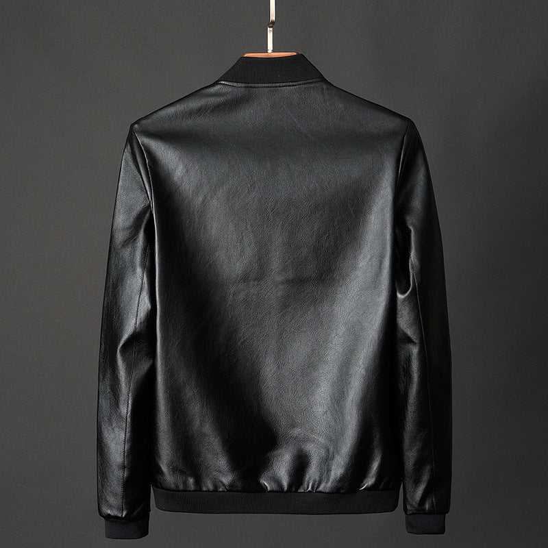 Casaco masculino de motociclista com proteção, versátil para outono/inverno e moda casual urbana.