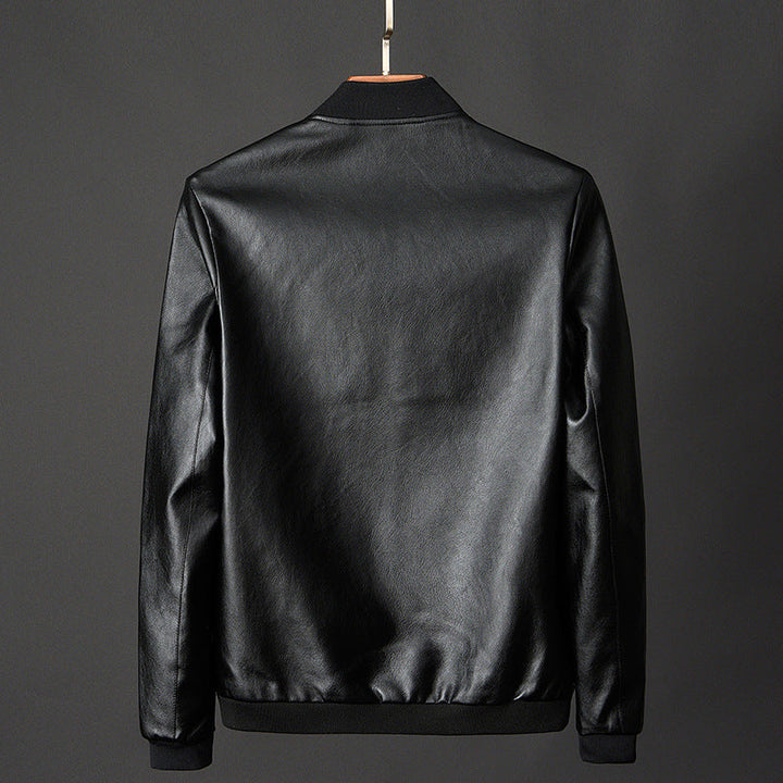 Casaco masculino de motociclista com proteção, versátil para outono/inverno e moda casual urbana.
