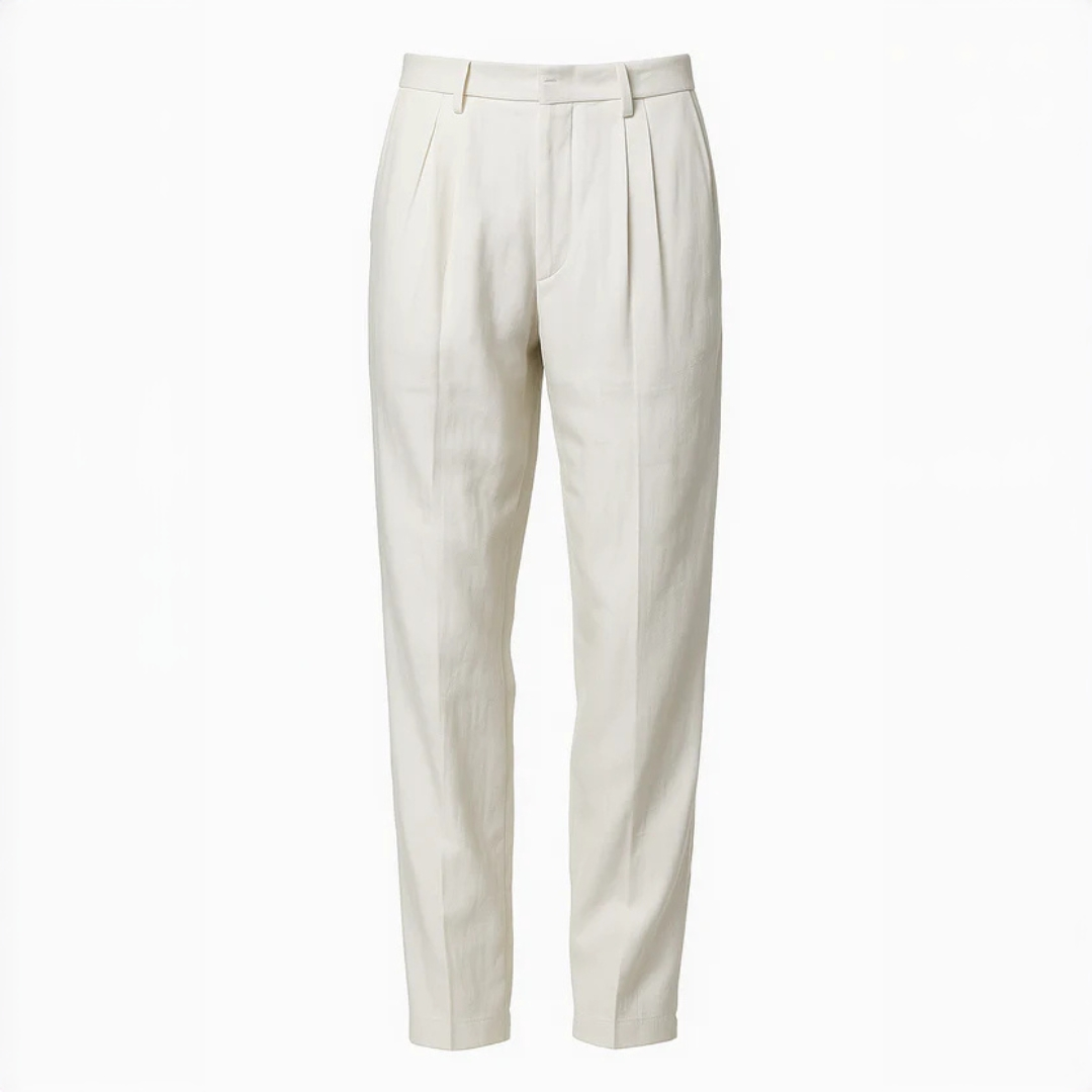Calças retas masculinas de estilo clássico. Roupa casual elegante, versátil para primavera/verão. Essencial moda masculina.