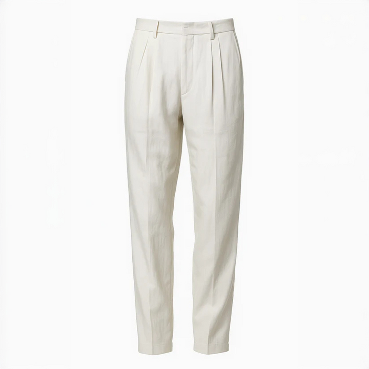Calças retas masculinas de estilo clássico. Roupa casual elegante, versátil para primavera/verão. Essencial moda masculina.