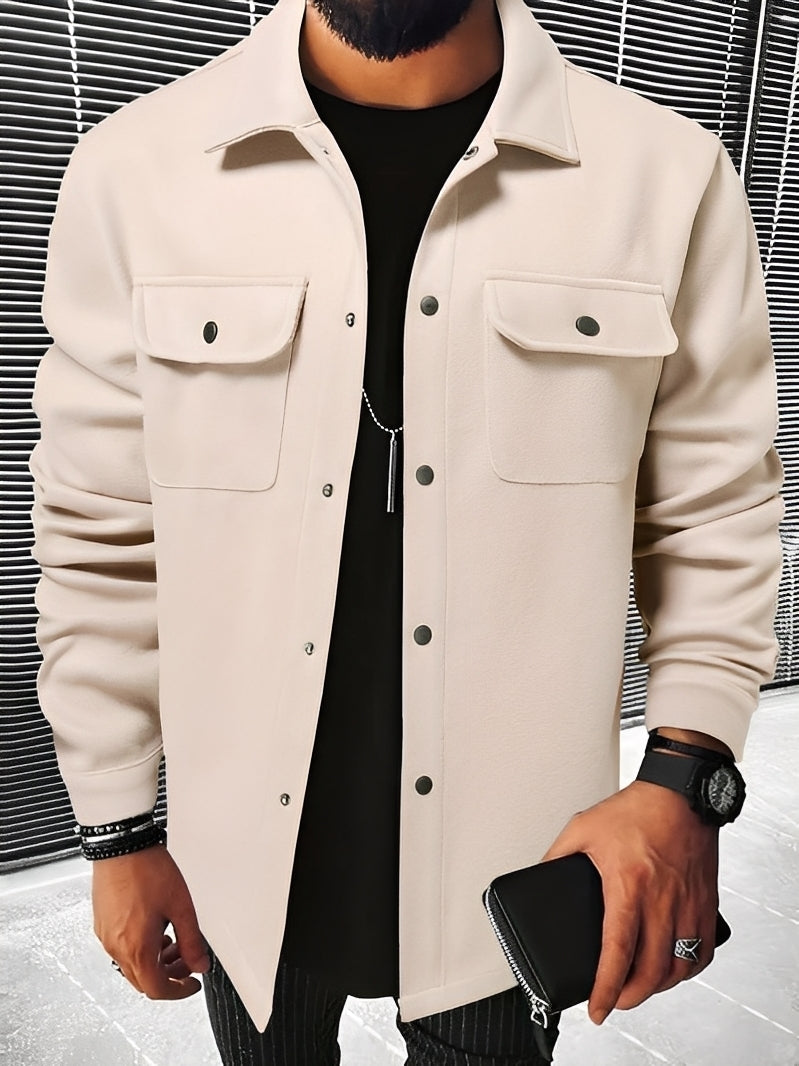 Jaqueta masculina xadrez casual Francis, perfeita para primavera e outono, com bolsos leves e estilo moderno.
