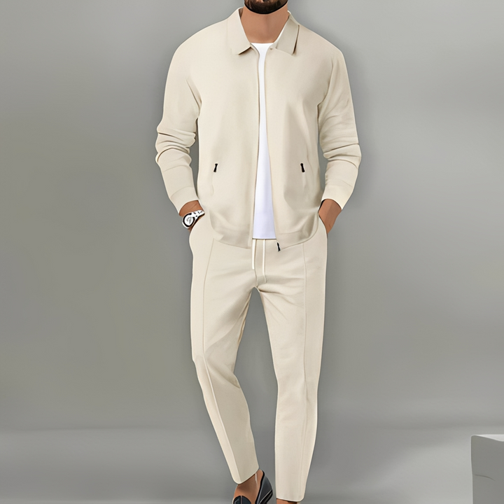 Conjunto masculino casual descontraído de 2 peças, ideal para primavera/verão. Conforto e estilo para o homem moderno.