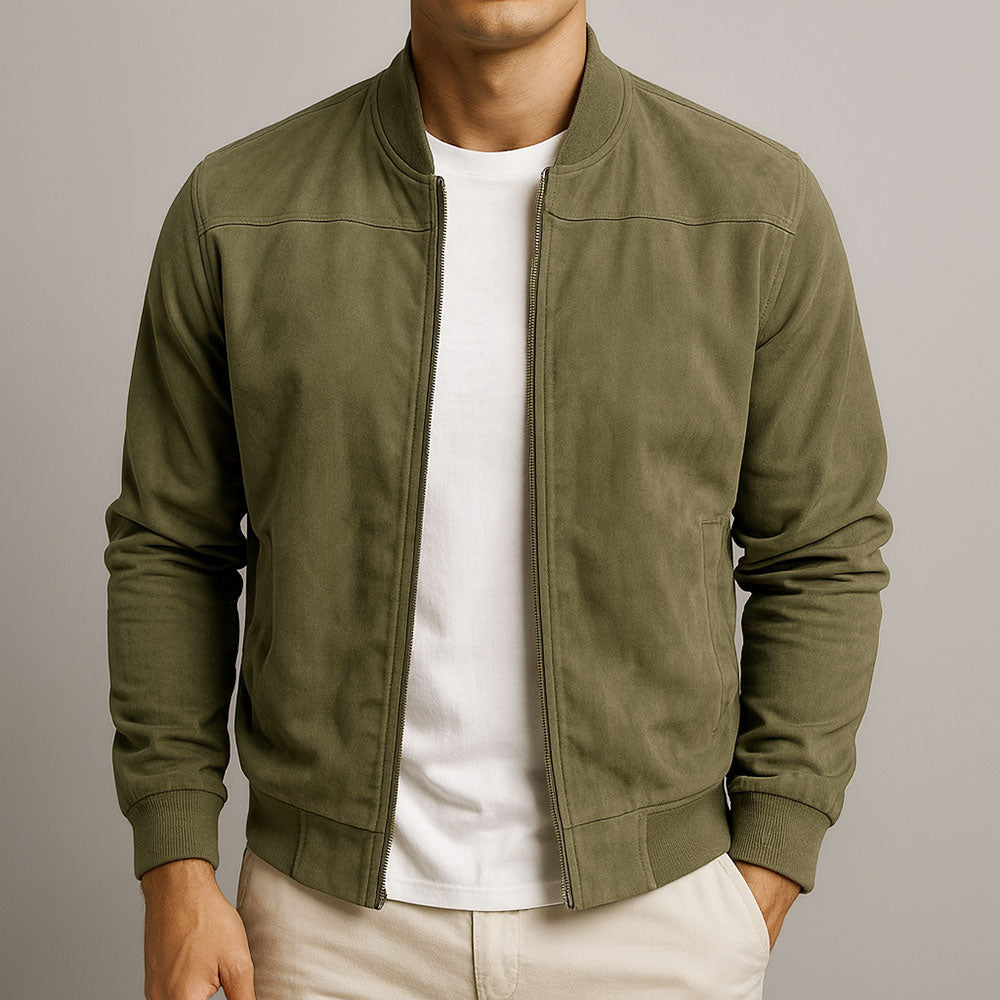 Casaco bomber clássico masculino, moderno e elegante, perfeito para moda homem urbano.