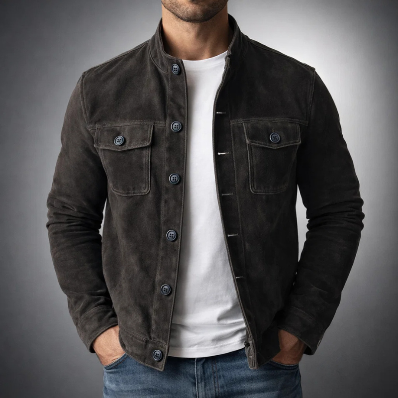 Blusão masculino elegante para outono/inverno. Jaqueta sofisticada com estilo moderno e grande conforto.
