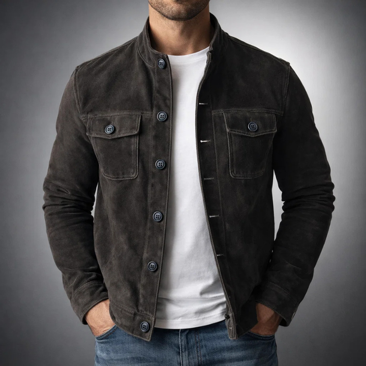 Blusão masculino elegante para outono/inverno. Jaqueta sofisticada com estilo moderno e grande conforto.