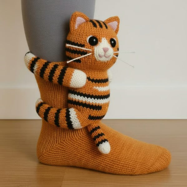 Par de meias fofas com estampa de animal, ideais para o inverno, casa ou como presentes. Unissex e aconchegantes.