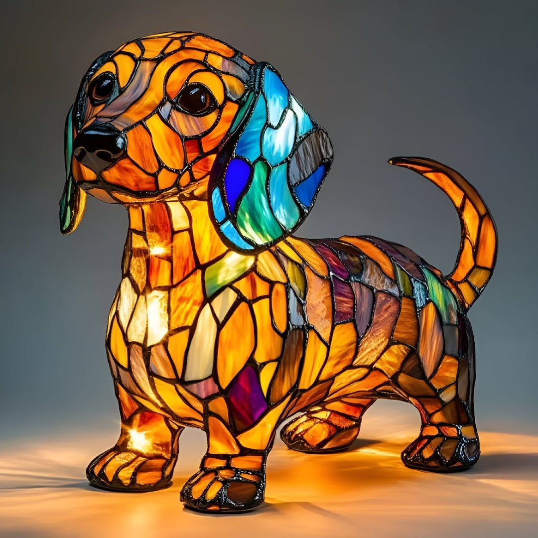 Luminária decorativa Teckel, design moderno em formato de cachorro, ideal para iluminação e decoração de ambiente. Charme e luz única.