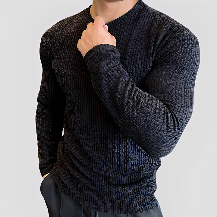 Camisola masculina Albert: pulôver casual aconchegante. Conforto e estilo texturizado para homem no outono e inverno.