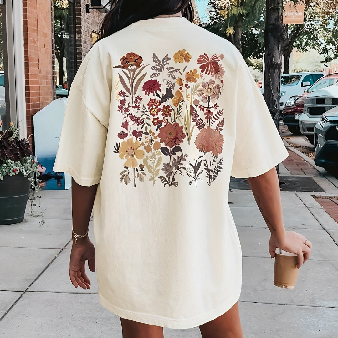 Blusa feminina chique casual com estampa floral, perfeita para moda verão. Conforto e estilo para roupa dia a dia.