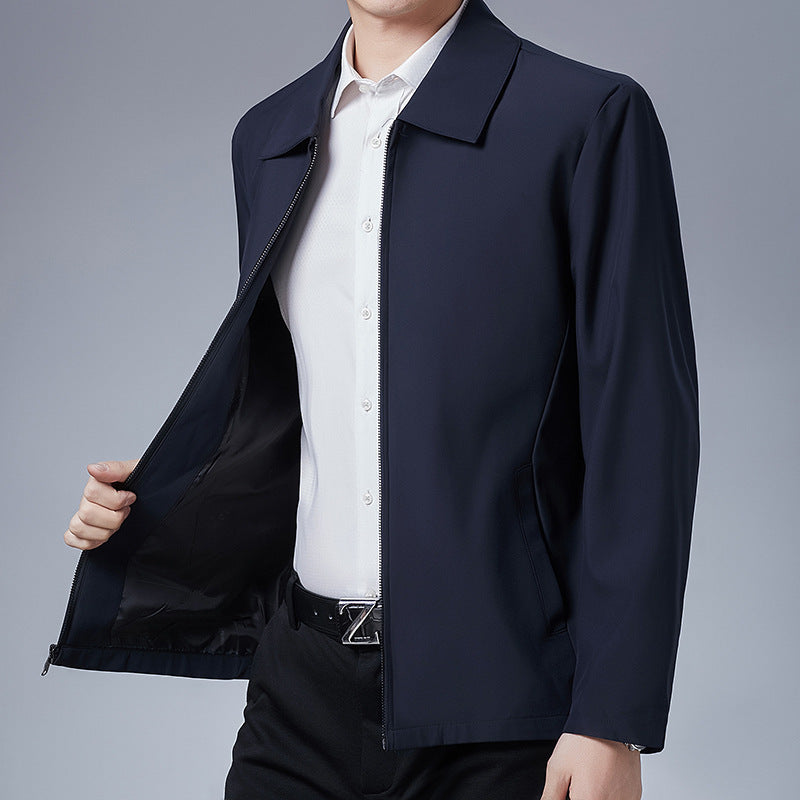 Casaco masculino elegante com lapela, ideal para estilo formal e de negócios. Moda outwear versátil para homens.