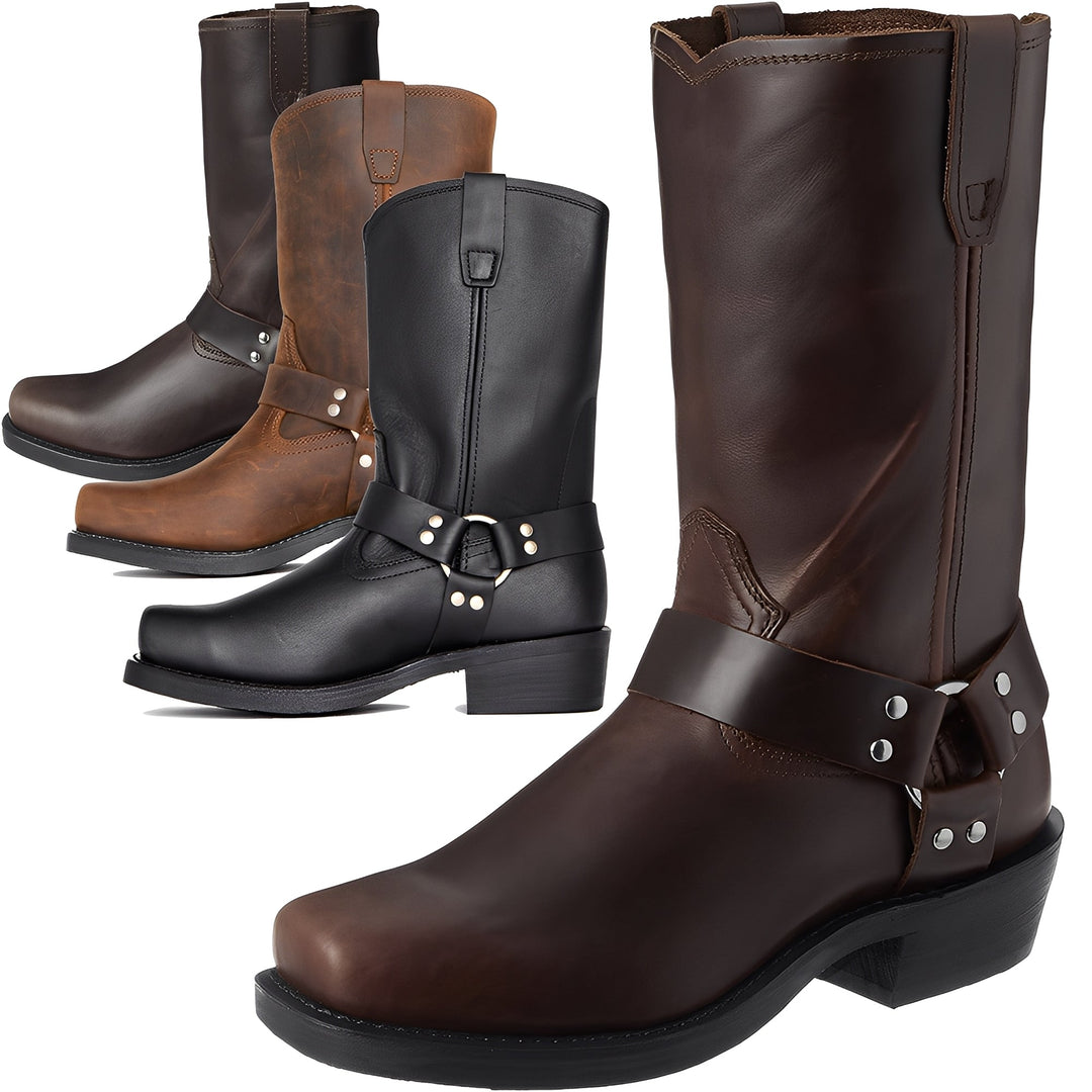 Botas masculinas vintage Donatien de luxo, couro marrom, estilo clássico atemporal para elegância em outono/inverno.