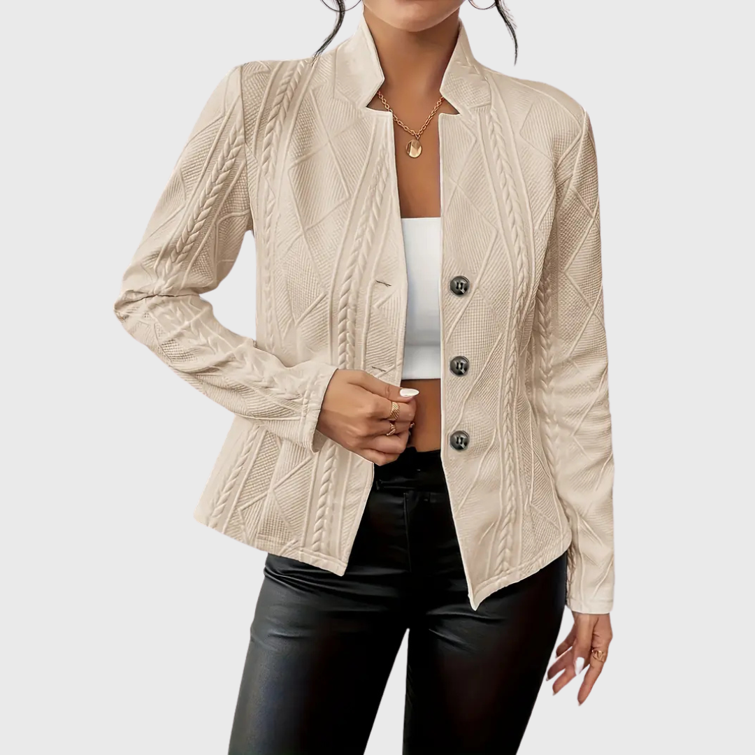 Jaqueta feminina Rita sofisticada, com design exclusivo e caimento impecável, ideal para um visual chique.