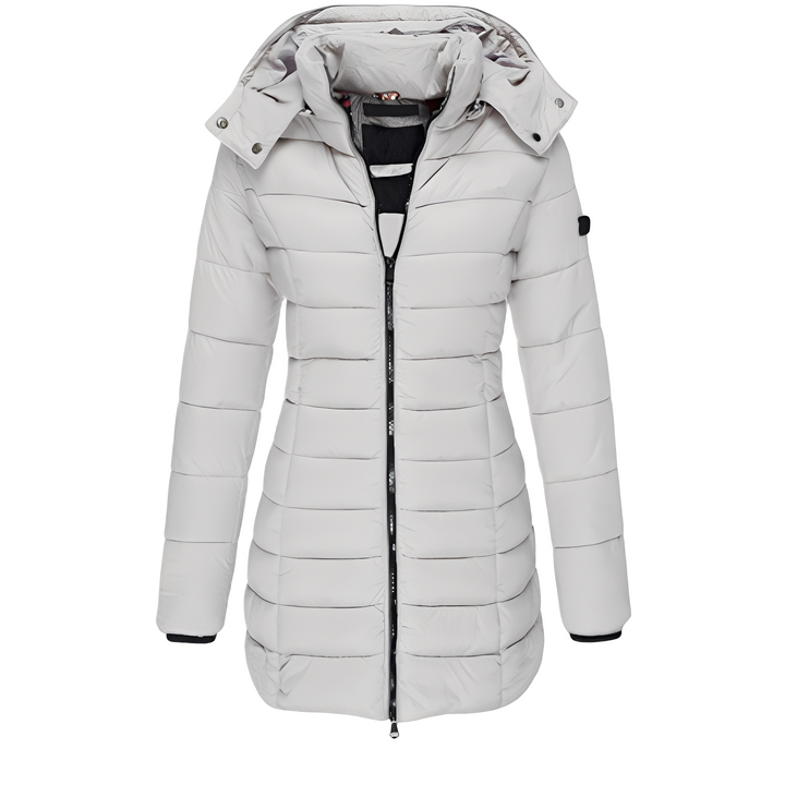 Agasalho feminino acolchoado e quente. Ideal para o inverno, com estilo elegante e moderno.