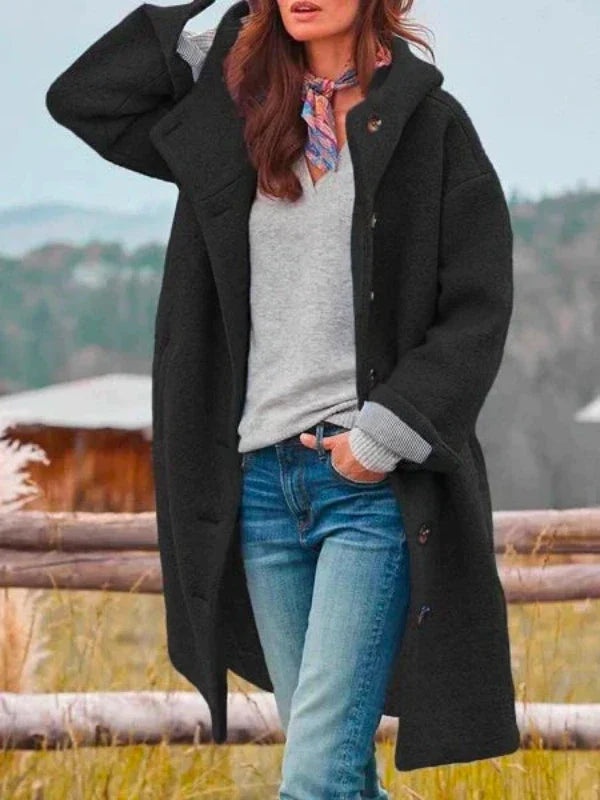 Sobretudo feminino longo para inverno rigoroso. Jaqueta elegante e aconchegante, ideal para proteger do frio com estilo.