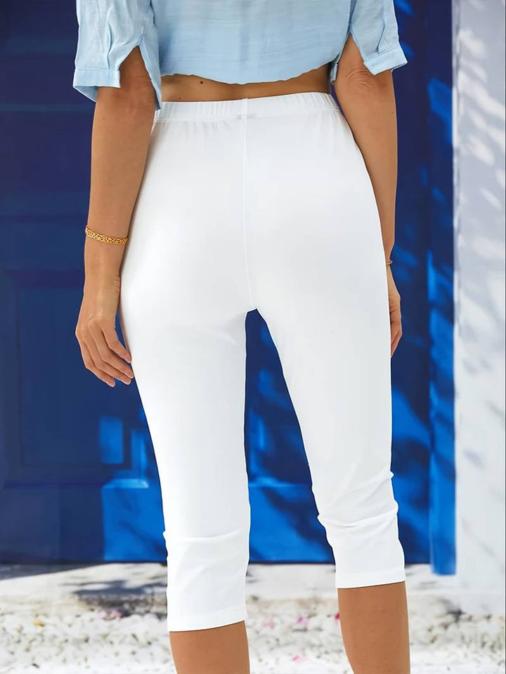 Calças elásticas Lunara femininas, estilo casual e versátil, perfeitas para o dia a dia.